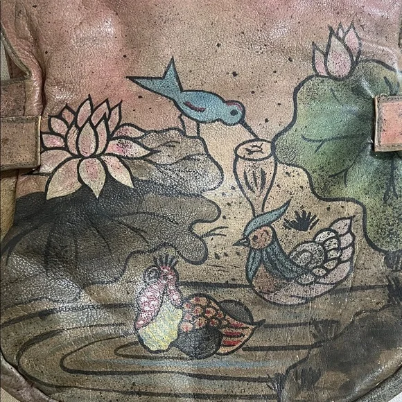 Vintage 1970’s Painted Leather Handbag - Picture 2 of 6